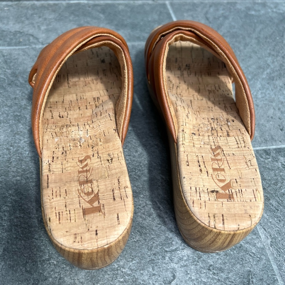 Korks Faithe Brown Platform Wedge Slides Sandals - image 7
